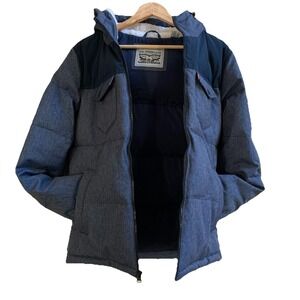 Levi's Men's Arctic Cloth Retro Bubble Puffer Jacket, Blue & Light Blue SZ-Small